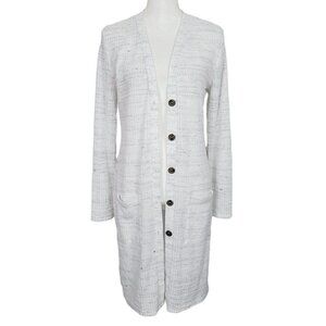Nine Britton Sz Small Duster Cardigan Off White Full Button Up Ultra Soft EUC